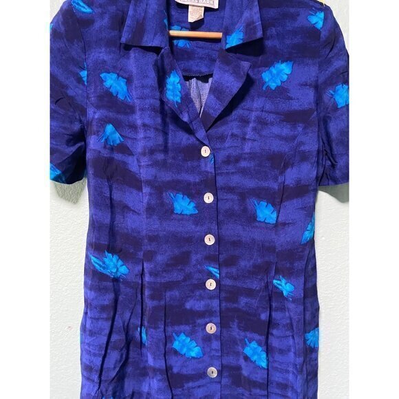 Vintage Dress Barn Women's Blue Floral Dress Size 12 - Picture 4 of 9